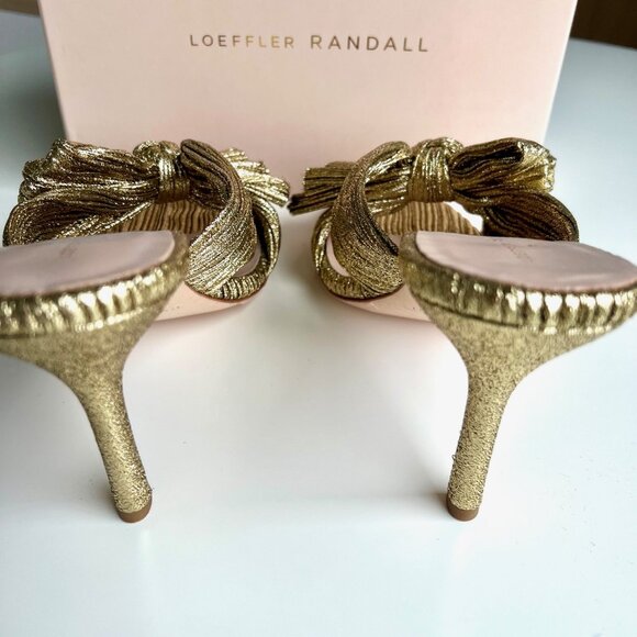 LOEFFLER RANDALL Claudia Pleated Skinny Heel Mule in Oro (gold)  size 11. - Picture 3 of 11